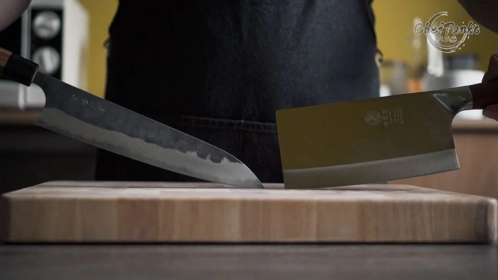 Knife style Gyuto (left) Chinese Vegetable Cleaver (right)