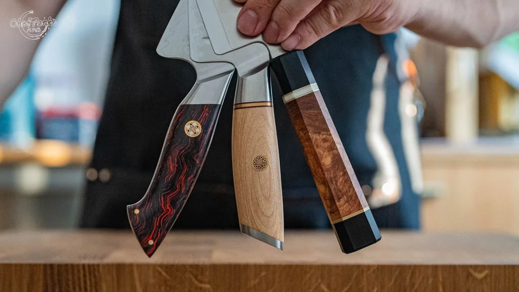 Hezhen Elegant Series Santoku (Powdered Steel), Xinzuo Lan Series Santoku (10cr15comov), Xinzuo Zhen Series Chef's Knife (ZDP-189)